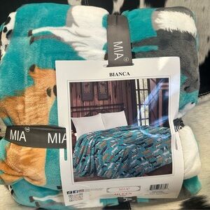 MIA Bianca Teal and White Animal Print Blanket
